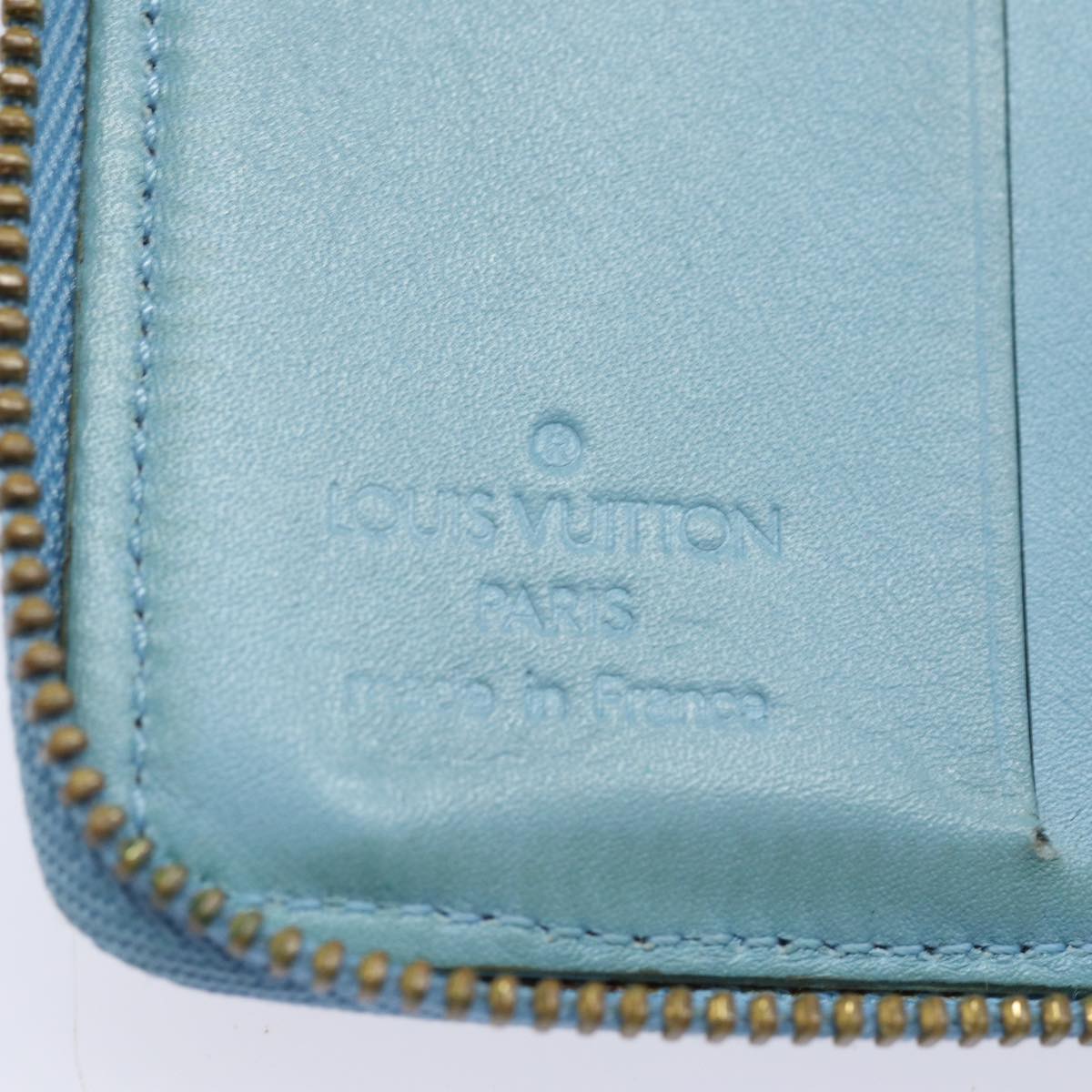 LOUIS VUITTON Monogram Vernis Bloom Wallet Baby Blue M91016 LV Auth 81332