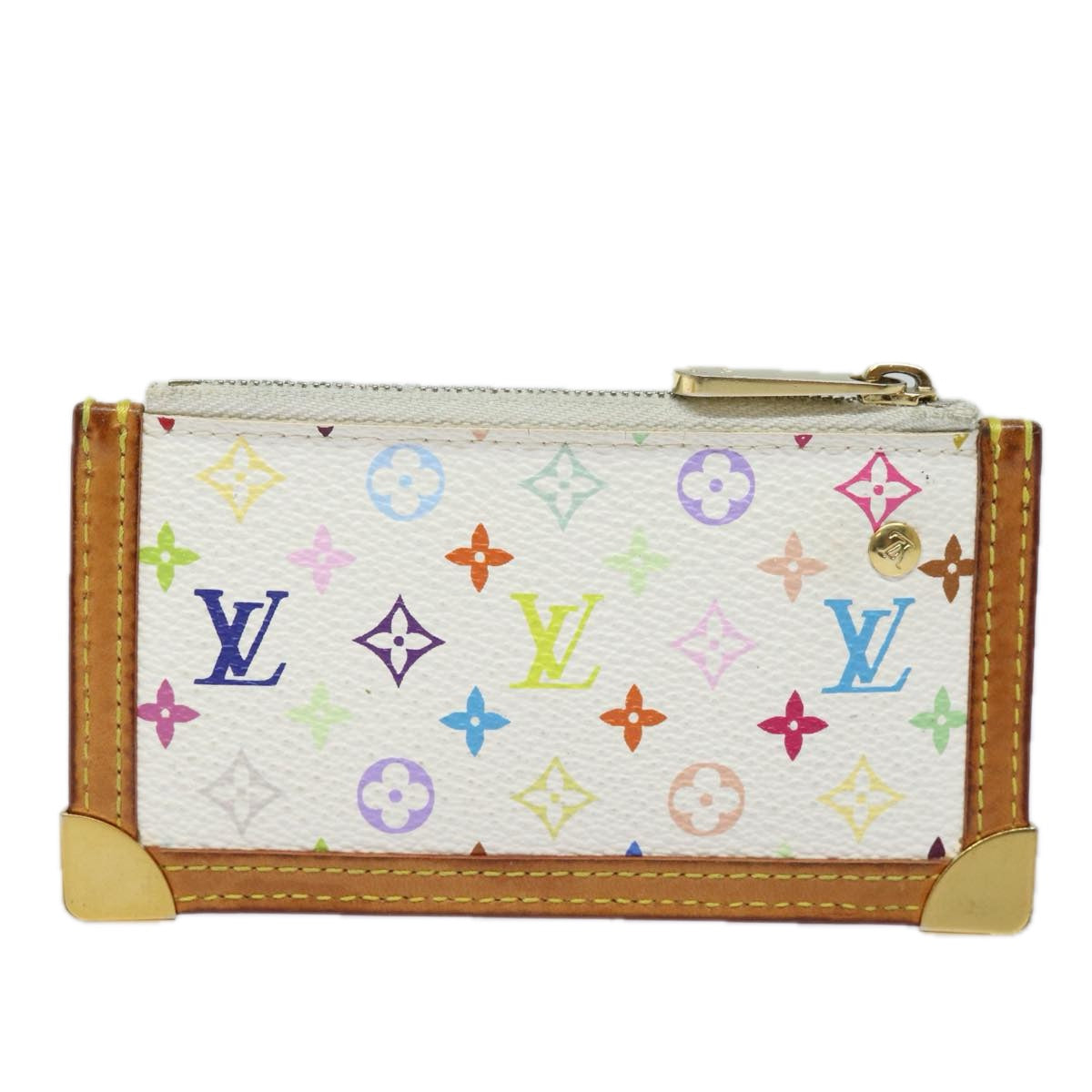 LOUIS VUITTON Monogram Multicolor Pochette Cles Purse White M92655 Auth 81333 - 0