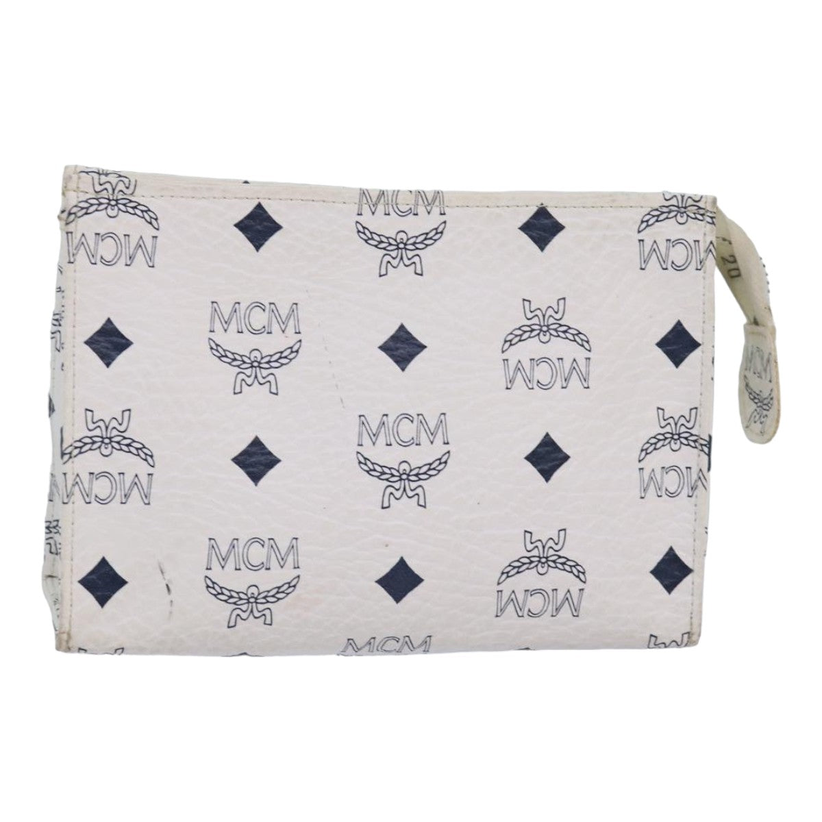 MCM Vicetos Logogram Pouch PVC White Auth 81347