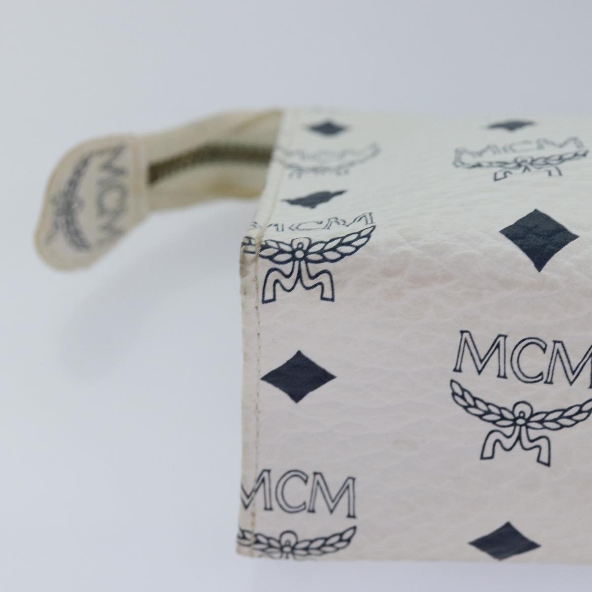 MCM Vicetos Logogram Pouch PVC White Auth 81347