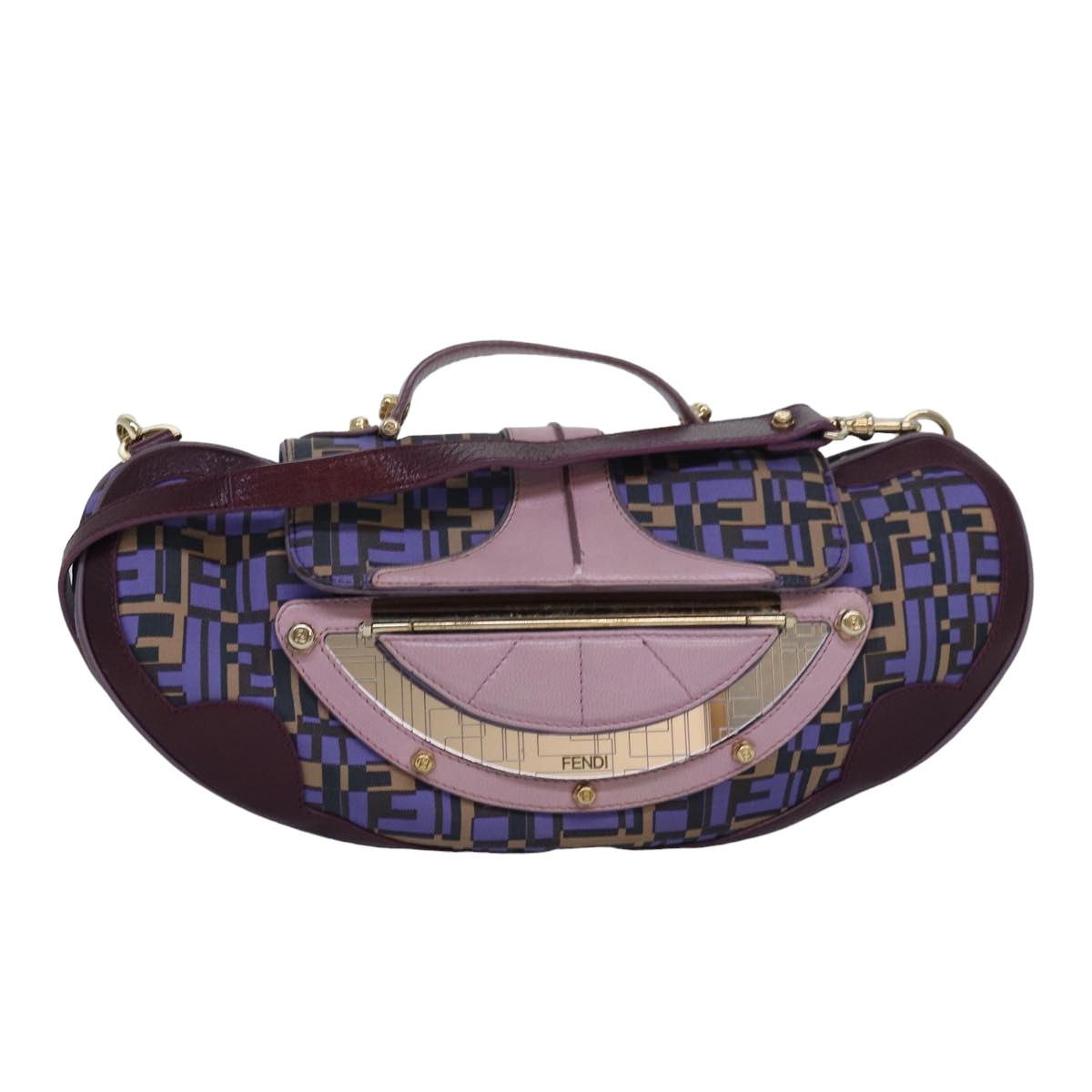 FENDI Zucca Canvas Shoulder Bag Purple Auth 81351