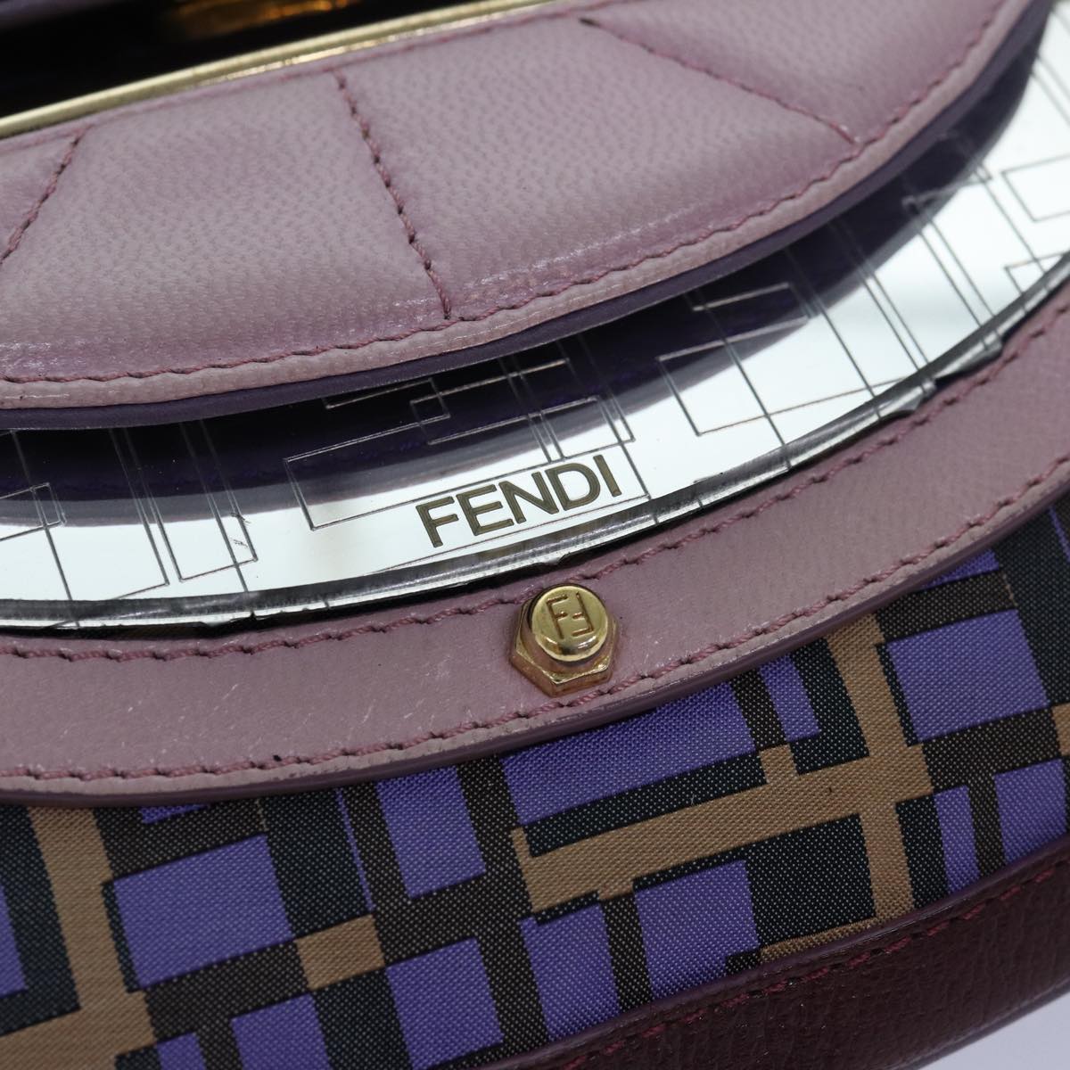 FENDI Zucca Canvas Shoulder Bag Purple Auth 81351