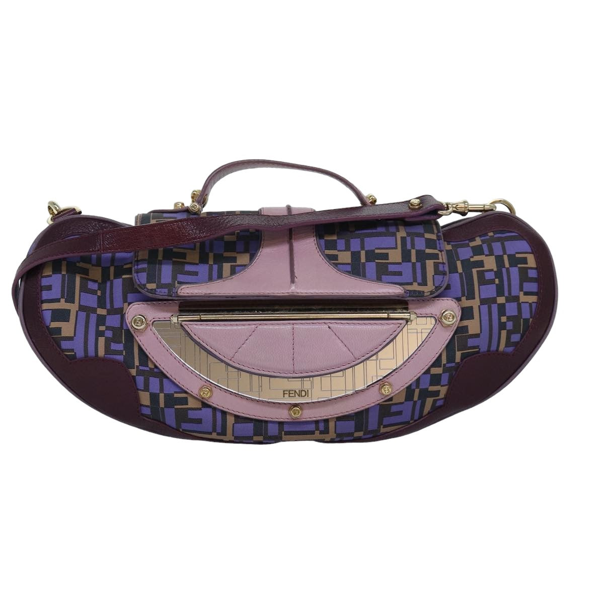 FENDI Zucca Canvas Shoulder Bag Purple Auth 81351