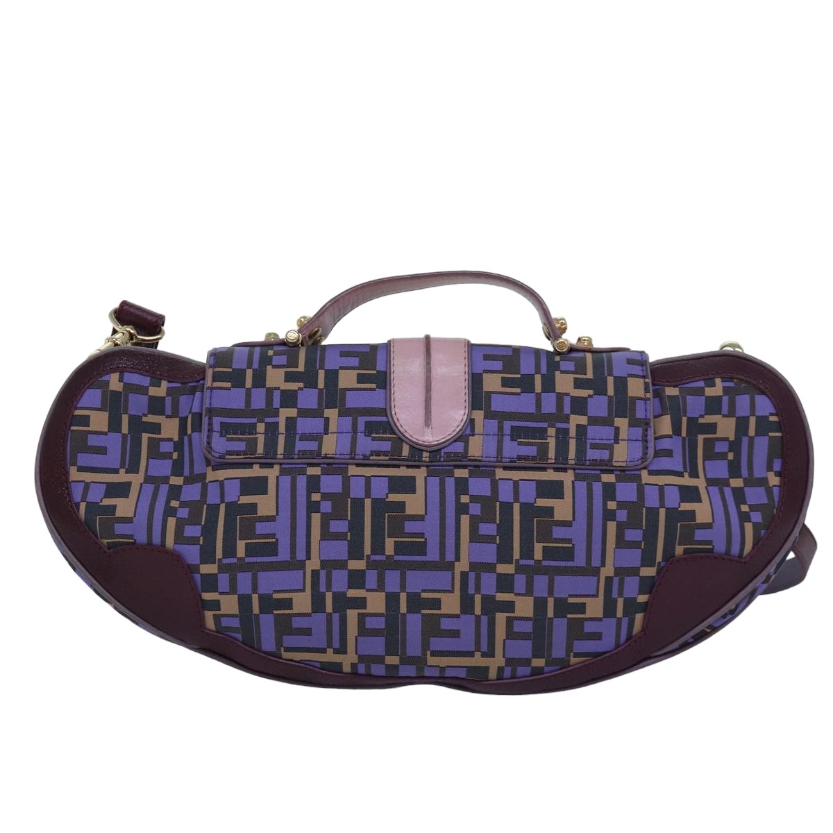 FENDI Zucca Canvas Shoulder Bag Purple Auth 81351 - 0