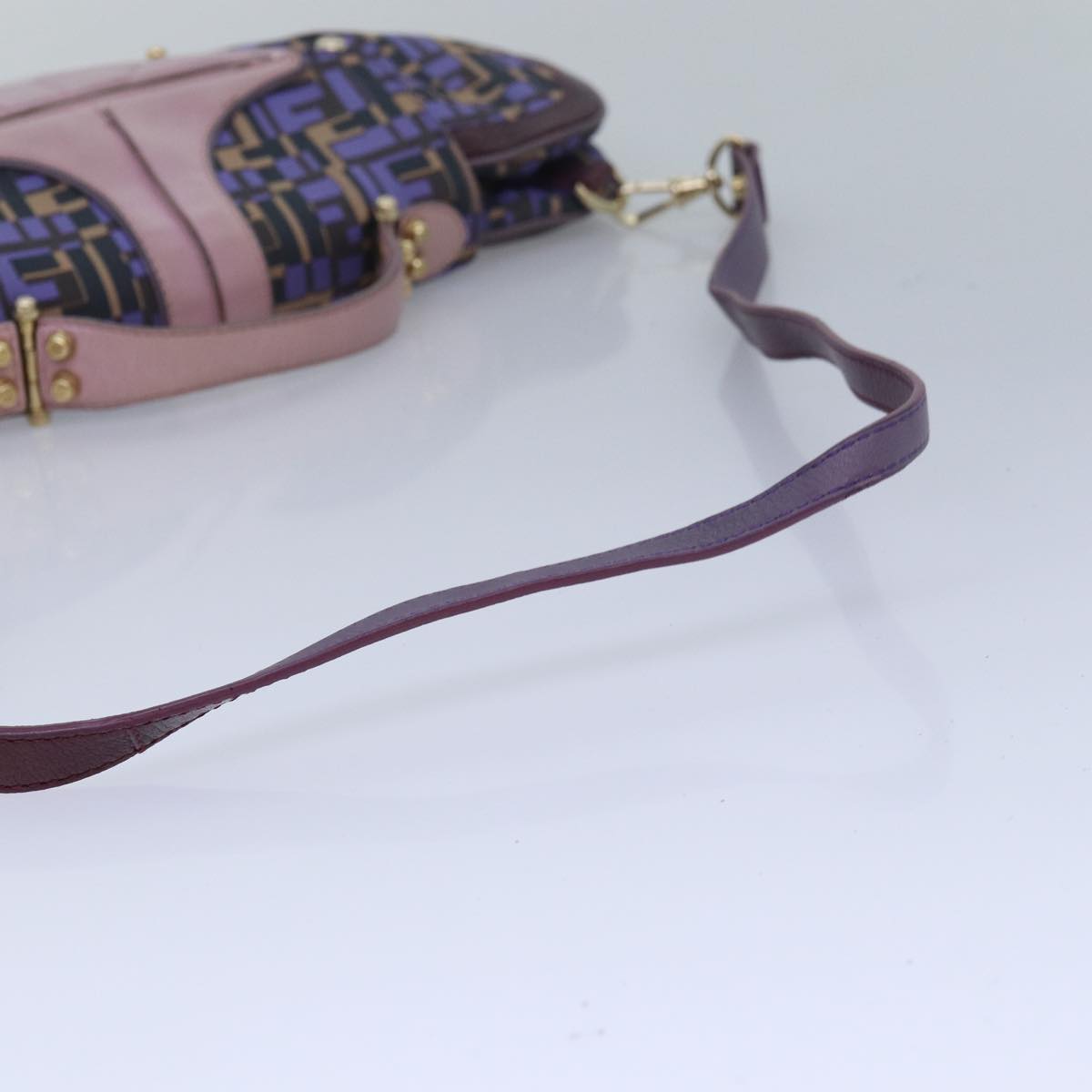 FENDI Zucca Canvas Shoulder Bag Purple Auth 81351