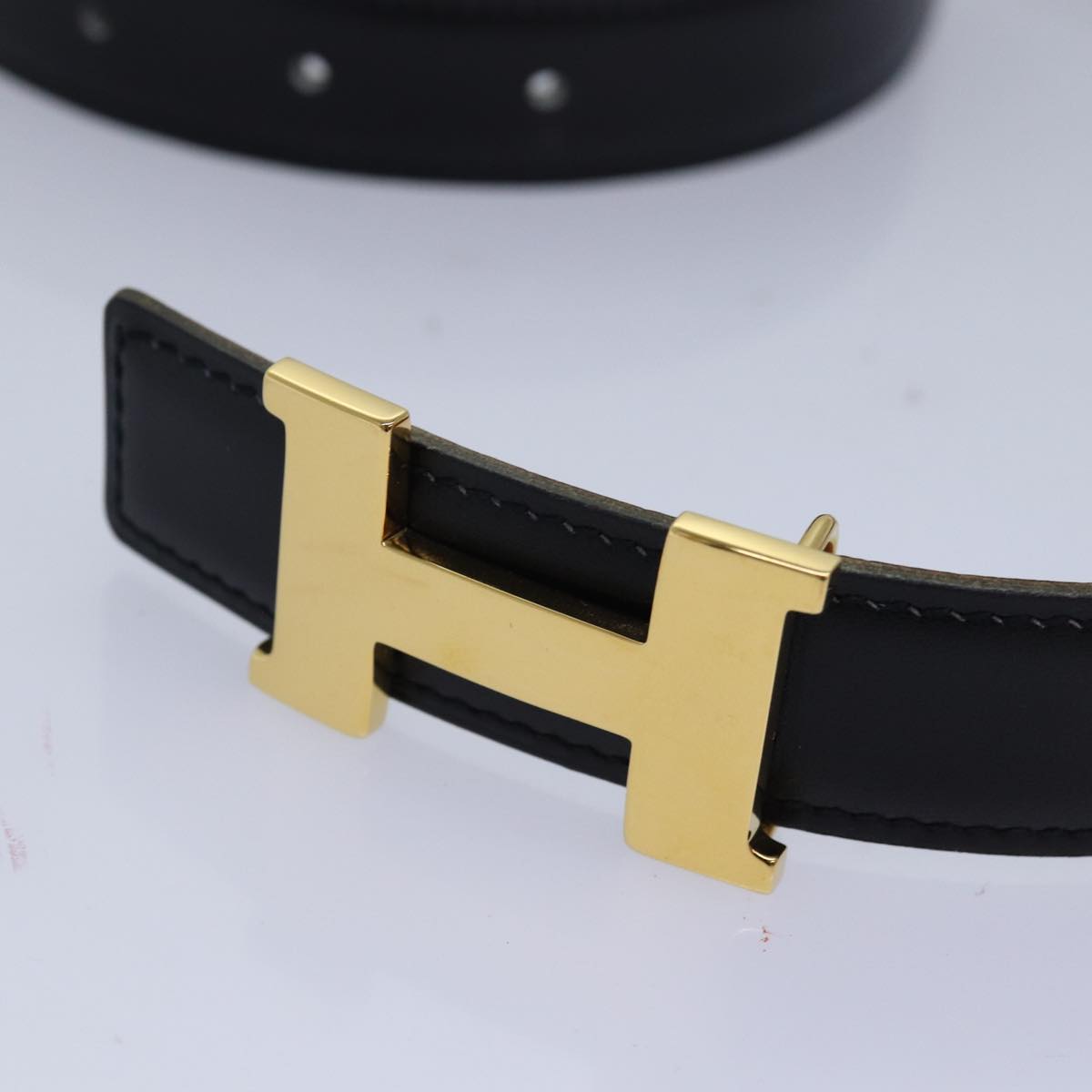 HERMES Constance Belt Leather 31.1"" Black Auth 81360 - 0