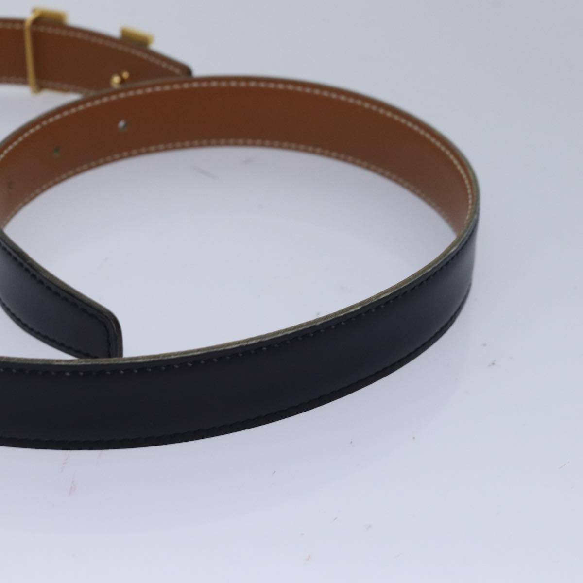 HERMES Constance Belt Leather 31.1"" Black Auth 81360