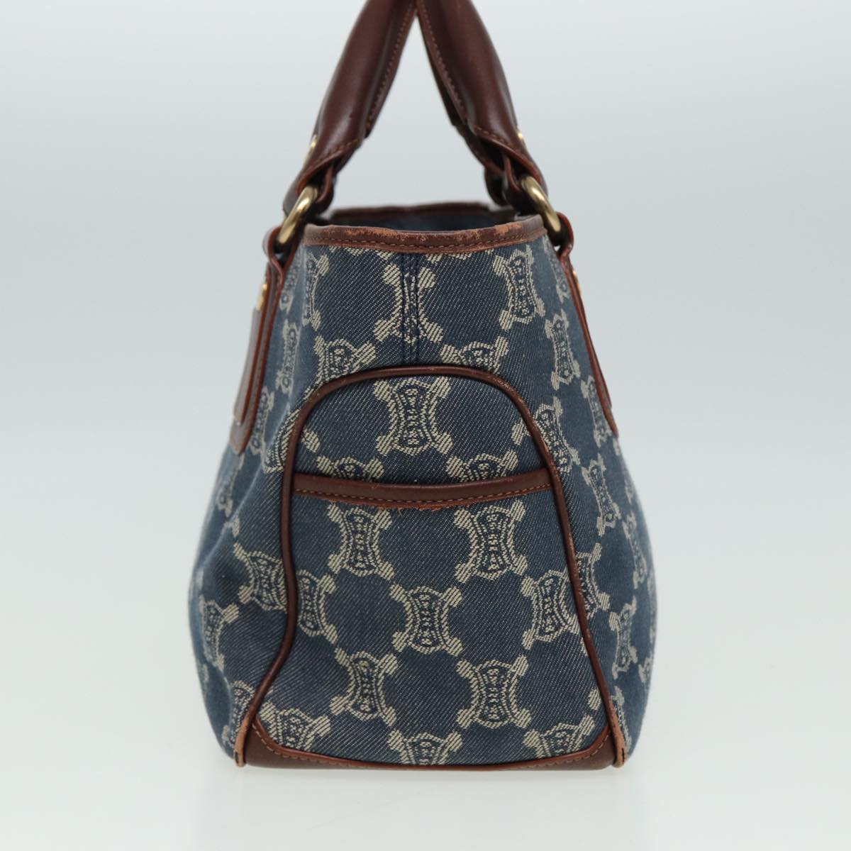 CELINE Macadam Canvas Hand Bag Blue Auth 81368