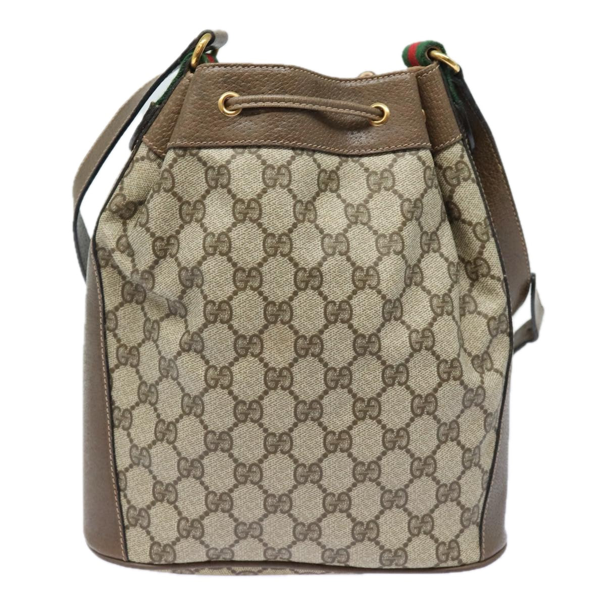 GUCCI GG Supreme Web Sherry Line Shoulder Bag PVC Beige 41 02 034 Auth 81369