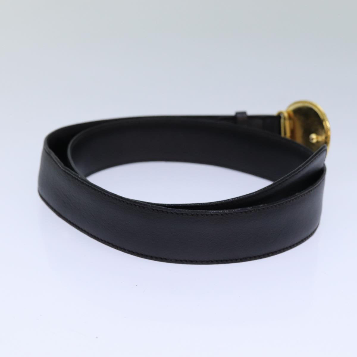 CELINE Belt 65 Leather 29.9"" Black Auth 81375