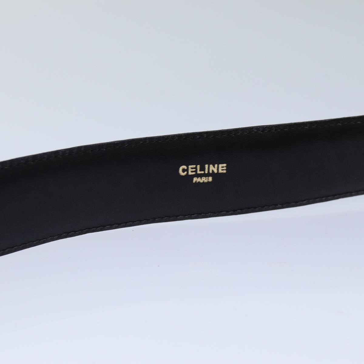 CELINE Belt 65 Leather 29.9"" Black Auth 81375