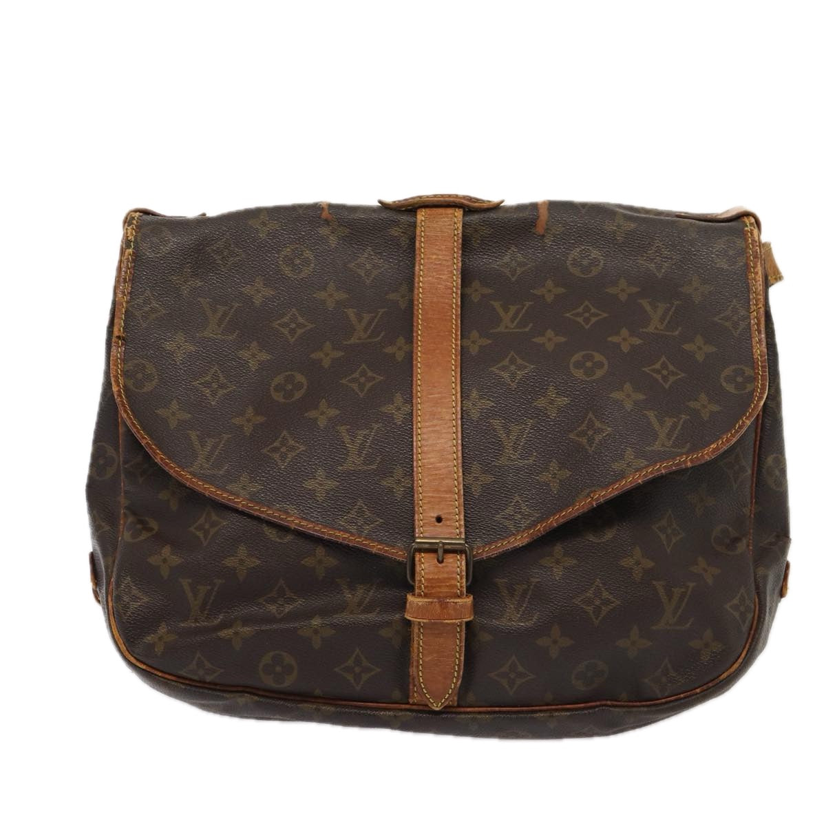 LOUIS VUITTON Monogram Saumur 35 Shoulder Bag M42254 LV Auth 81387