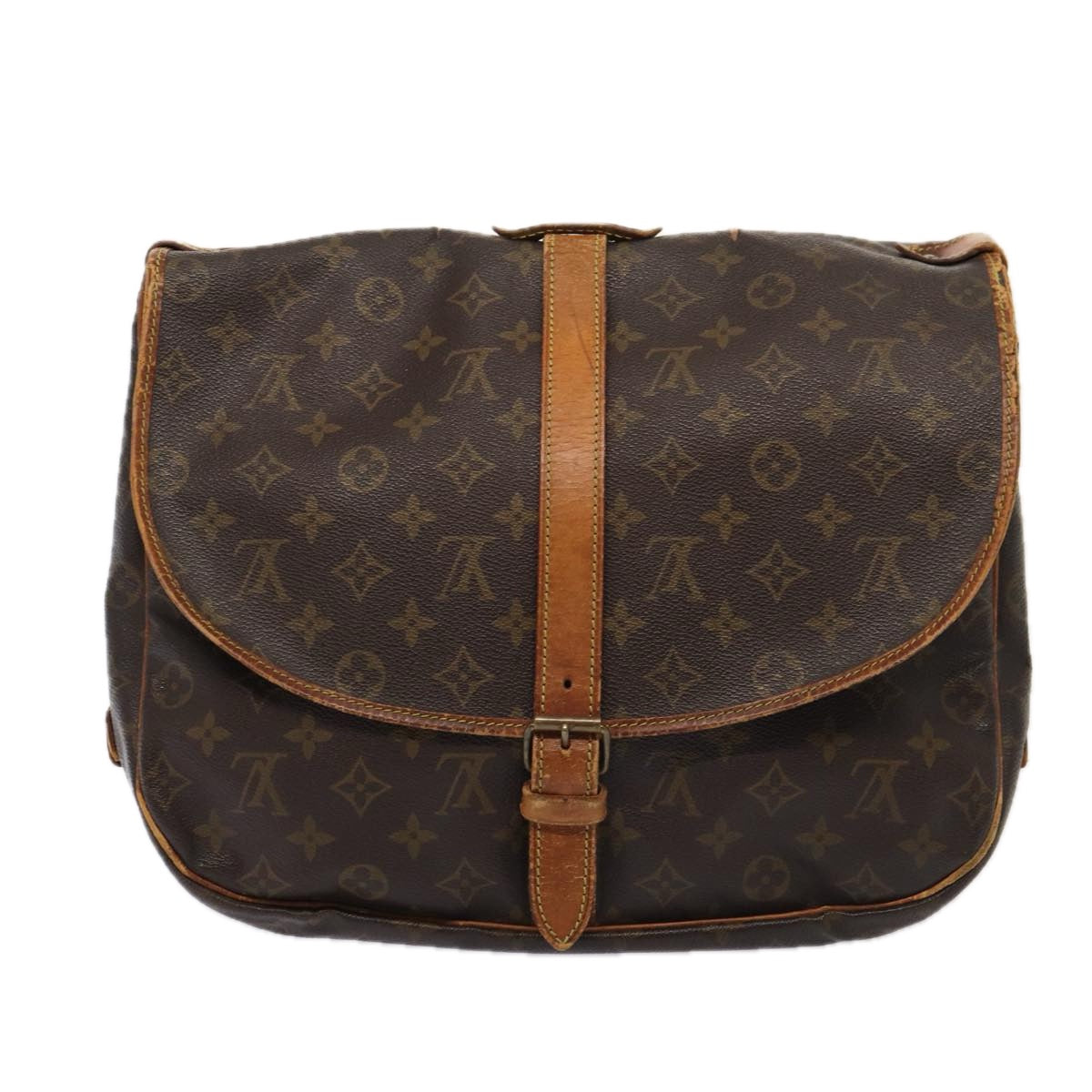 LOUIS VUITTON Monogram Saumur 35 Shoulder Bag M42254 LV Auth 81387