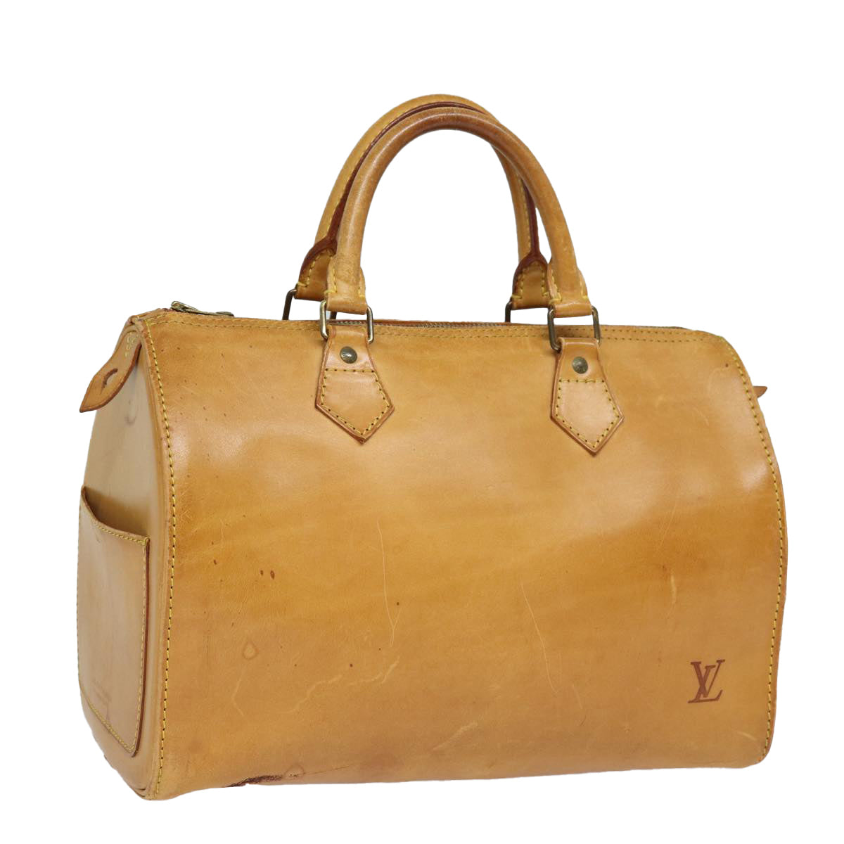 LOUIS VUITTON Nomad leather Speedy 30 Hand Bag Beige M85392 LV Auth 81391