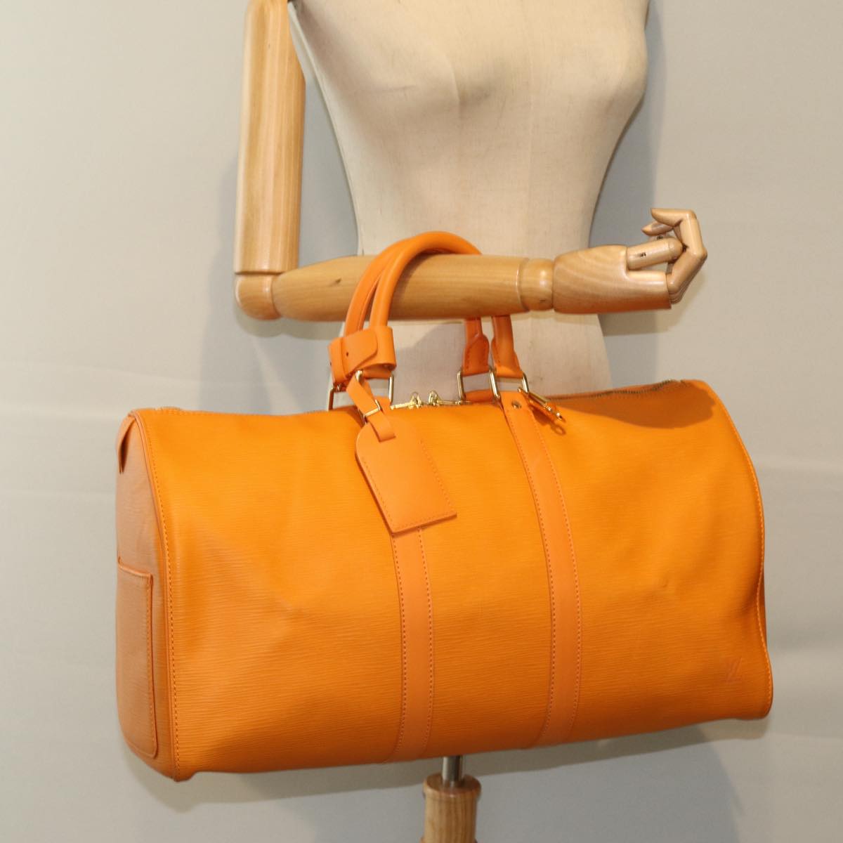 LOUIS VUITTON Epi Keepall 45 Boston Bag Orange Mandarin M5906H LV Auth 81396A