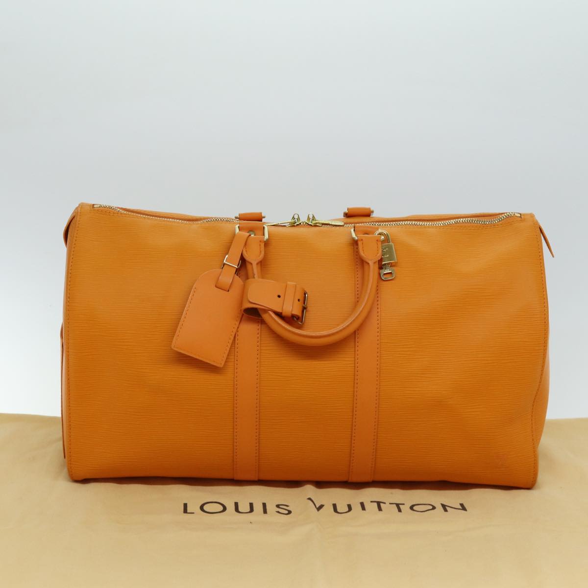 LOUIS VUITTON Epi Keepall 45 Boston Bag Orange Mandarin M5906H LV Auth 81396A