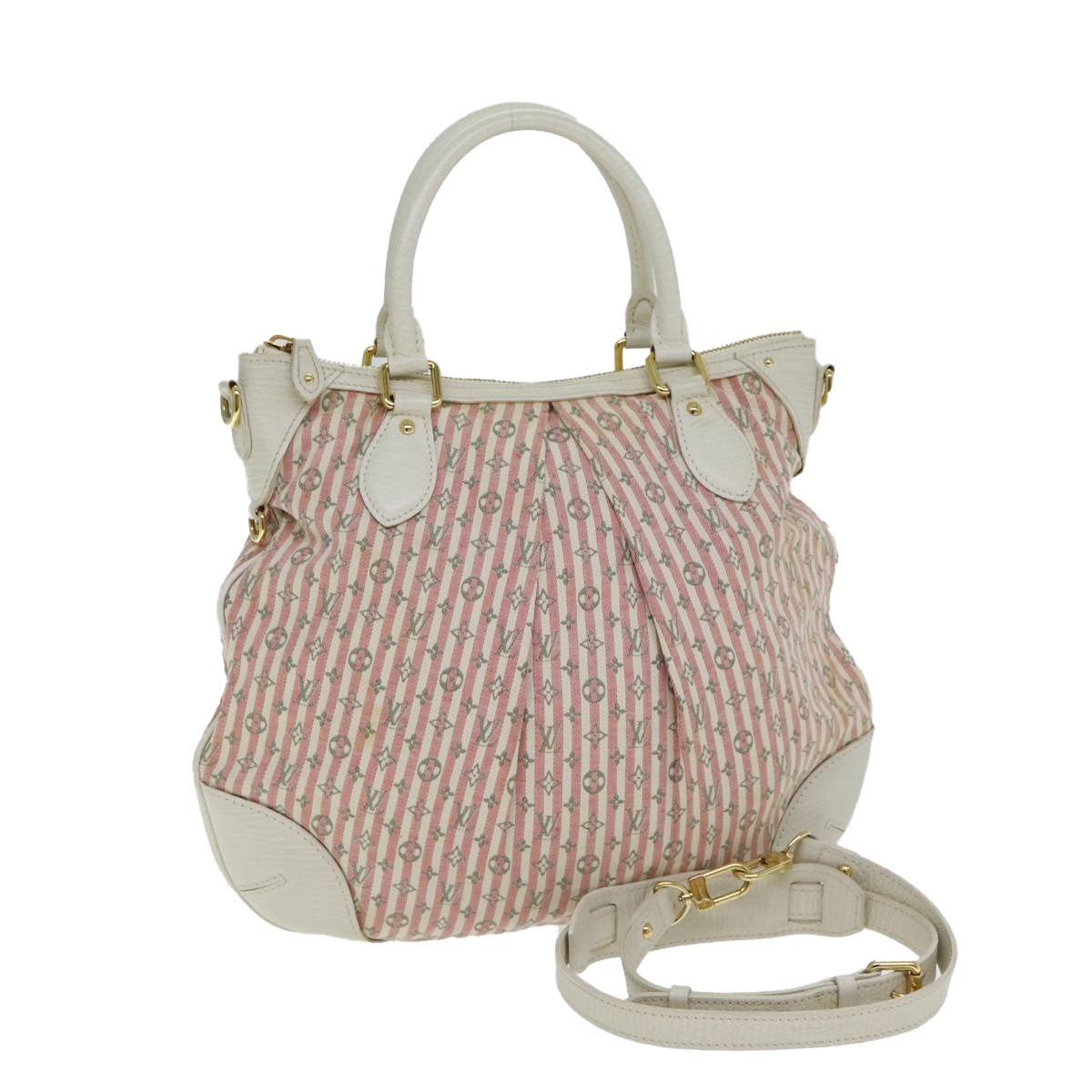 LOUIS VUITTON Mini Lin Croisette Marina PM Bag Pink White M95495 LV Auth 81435