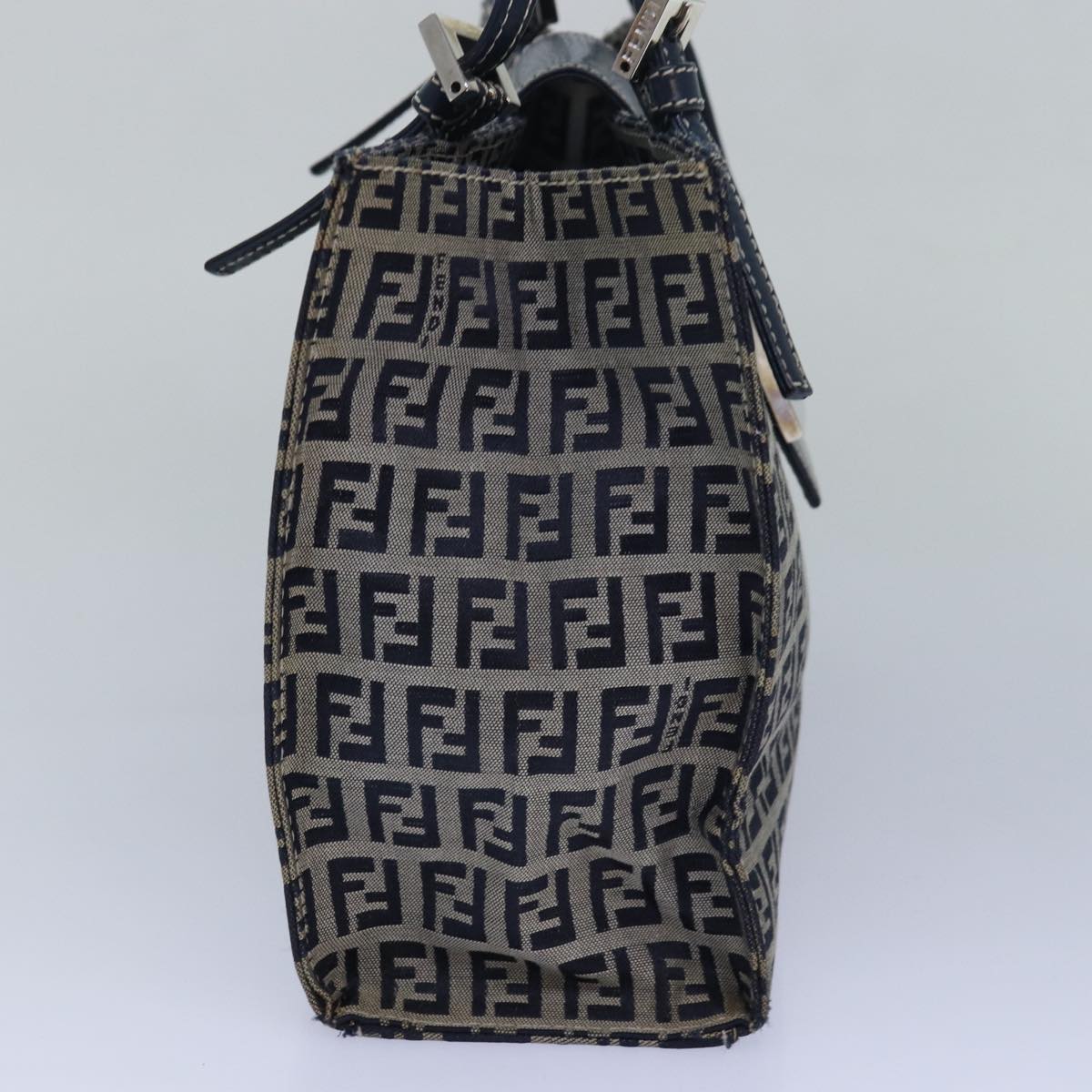 FENDI Zucchino Canvas Mamma Baguette Hand Bag Navy Auth 81442