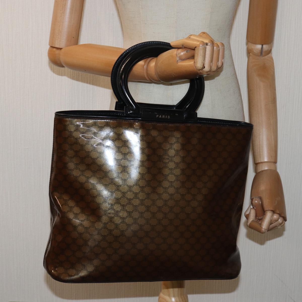 CELINE Macadam Canvas Hand Bag Brown Auth 81446