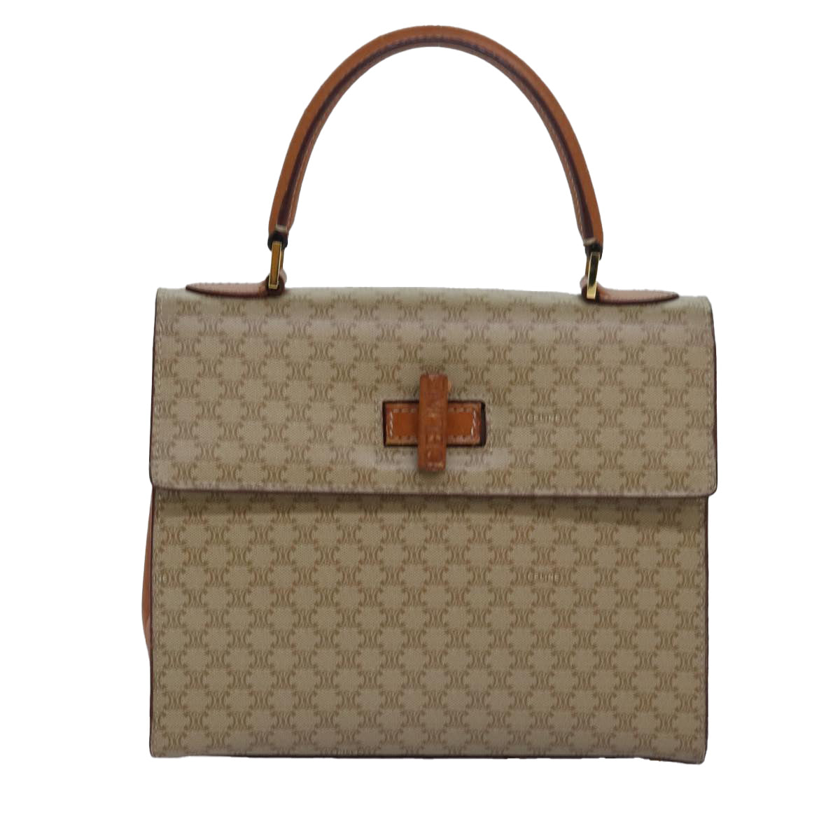 CELINE Macadam Canvas Hand Bag 2way Beige Auth 81450 - 0