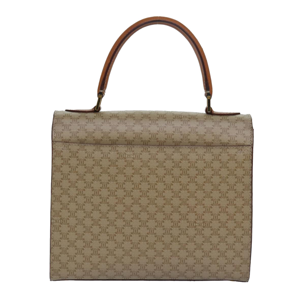 CELINE Macadam Canvas Hand Bag 2way Beige Auth 81450