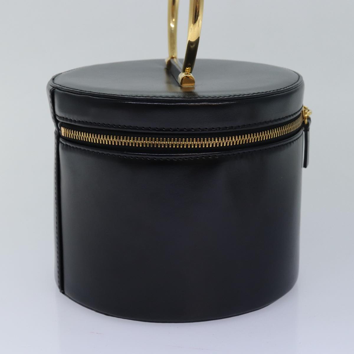 CELINE Vanity Cosmetic Pouch Leather Black Auth 81452