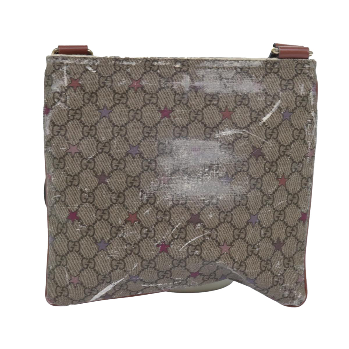 GUCCI GG Supreme Shoulder Bag PVC Leather Beige 295257 Auth 81454