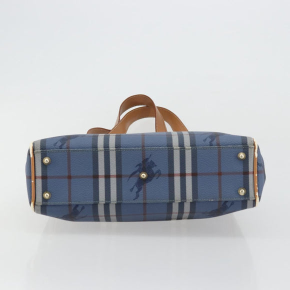 Burberrys Nova Check Tote Bag PVC Leather Blue Auth 81458