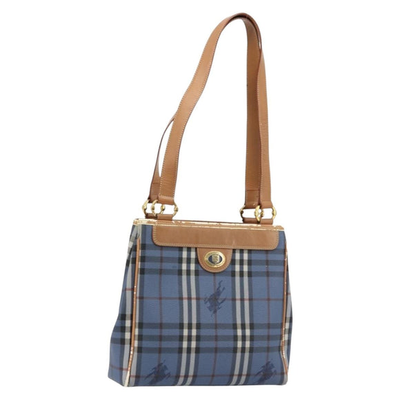 Burberrys Nova Check Tote Bag PVC Leather Blue Auth 81458