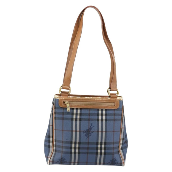 Burberrys Nova Check Tote Bag PVC Leather Blue Auth 81458