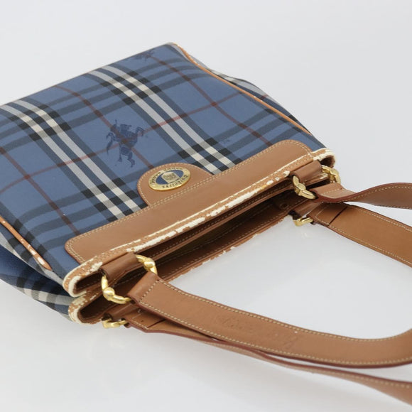Burberrys Nova Check Tote Bag PVC Leather Blue Auth 81458