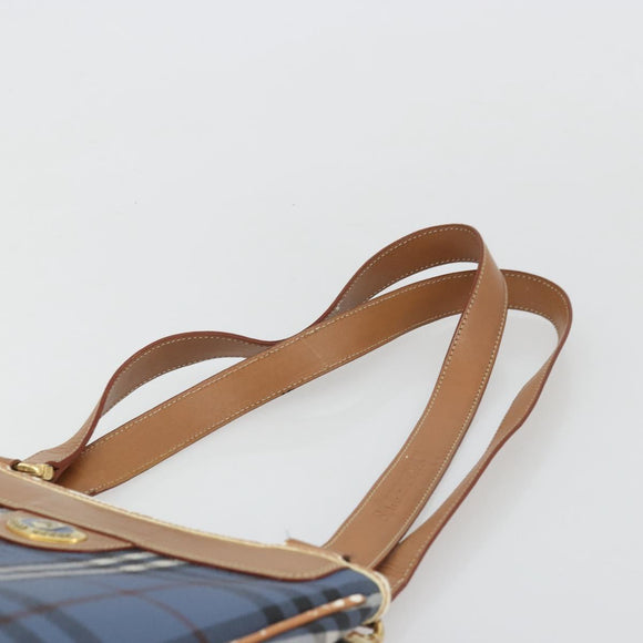 Burberrys Nova Check Tote Bag PVC Leather Blue Auth 81458