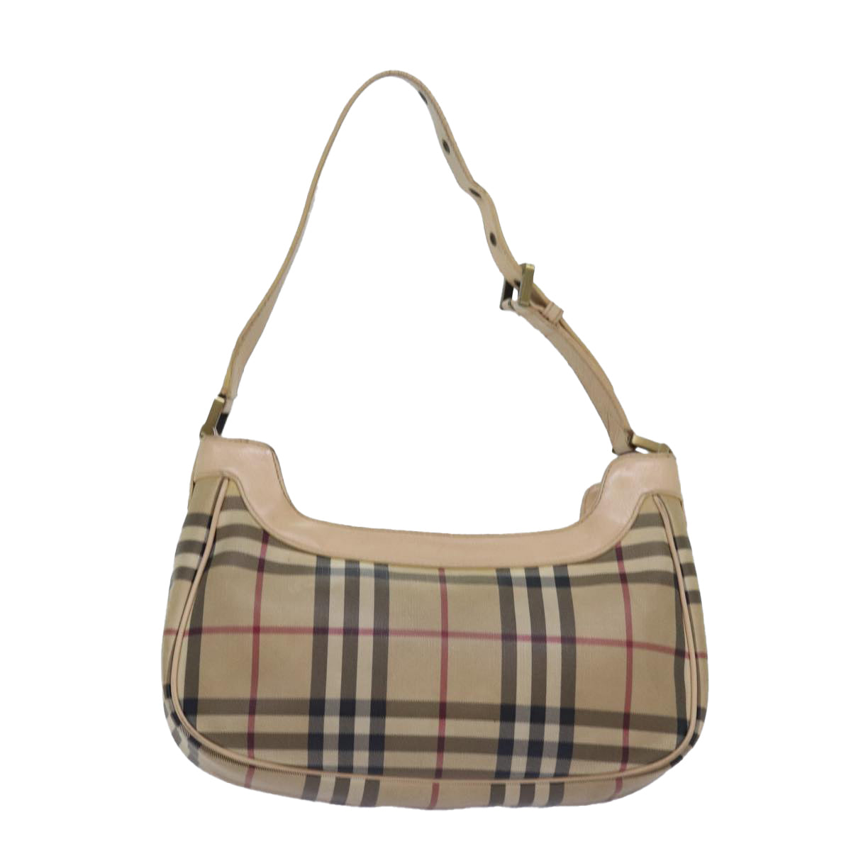 BURBERRY Nova Check Shoulder Bag PVC Leather Beige Auth 81459 - 0