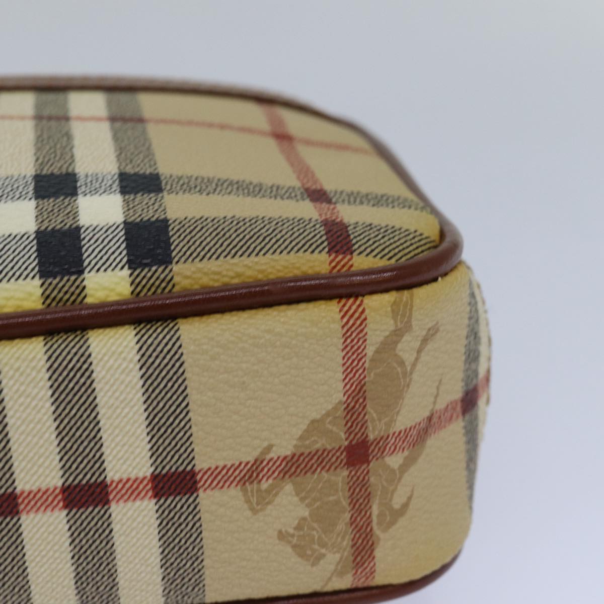 BURBERRY Nova Check Clutch Bag PVC Leather Beige Auth 81460