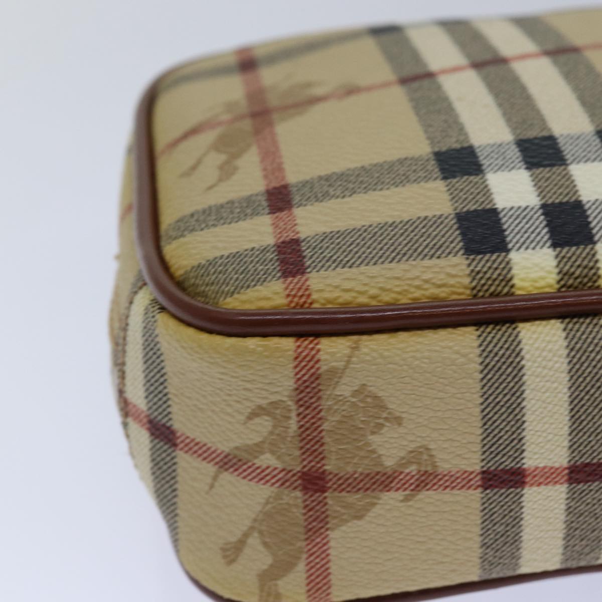 BURBERRY Nova Check Clutch Bag PVC Leather Beige Auth 81460