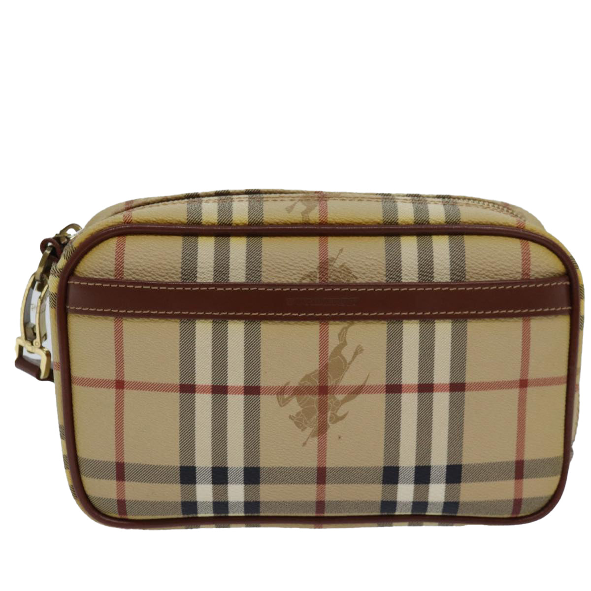 BURBERRY Nova Check Clutch Bag PVC Leather Beige Auth 81460 - 0