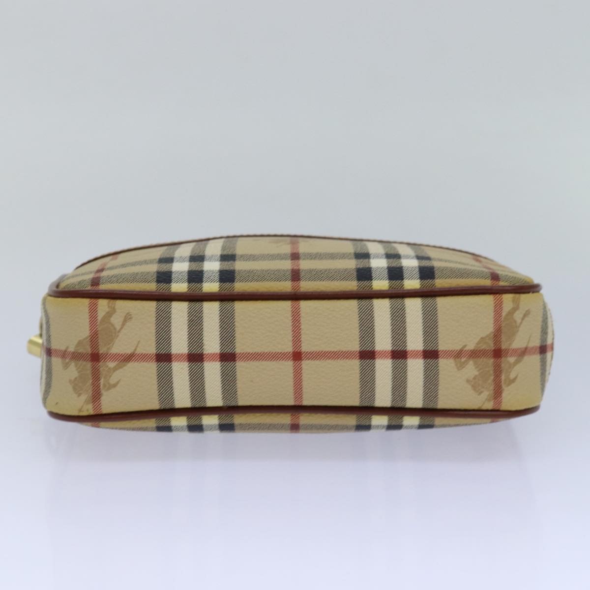 BURBERRY Nova Check Clutch Bag PVC Leather Beige Auth 81460