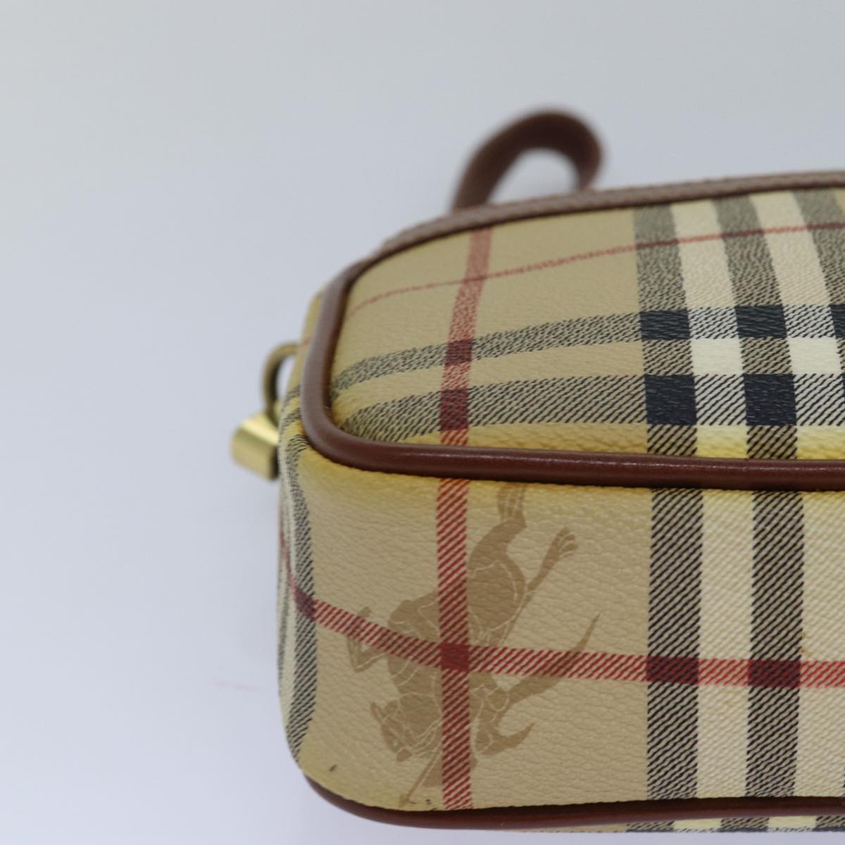 BURBERRY Nova Check Clutch Bag PVC Leather Beige Auth 81460