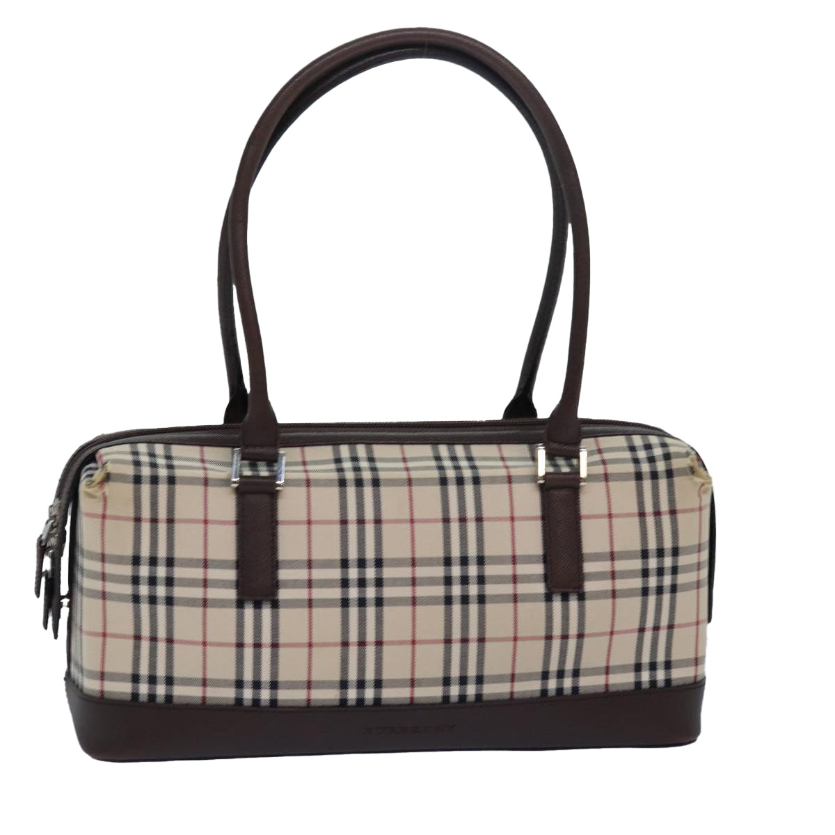 BURBERRY Nova Check Hand Bag Canvas Beige Auth 81461