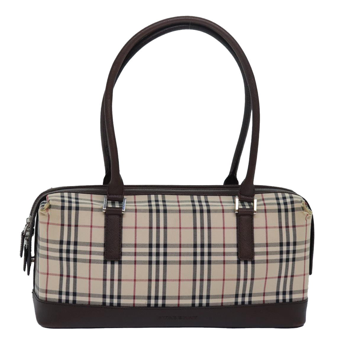 BURBERRY Nova Check Hand Bag Canvas Beige Auth 81461