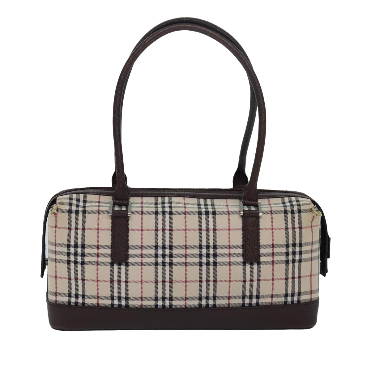 BURBERRY Nova Check Hand Bag Canvas Beige Auth 81461