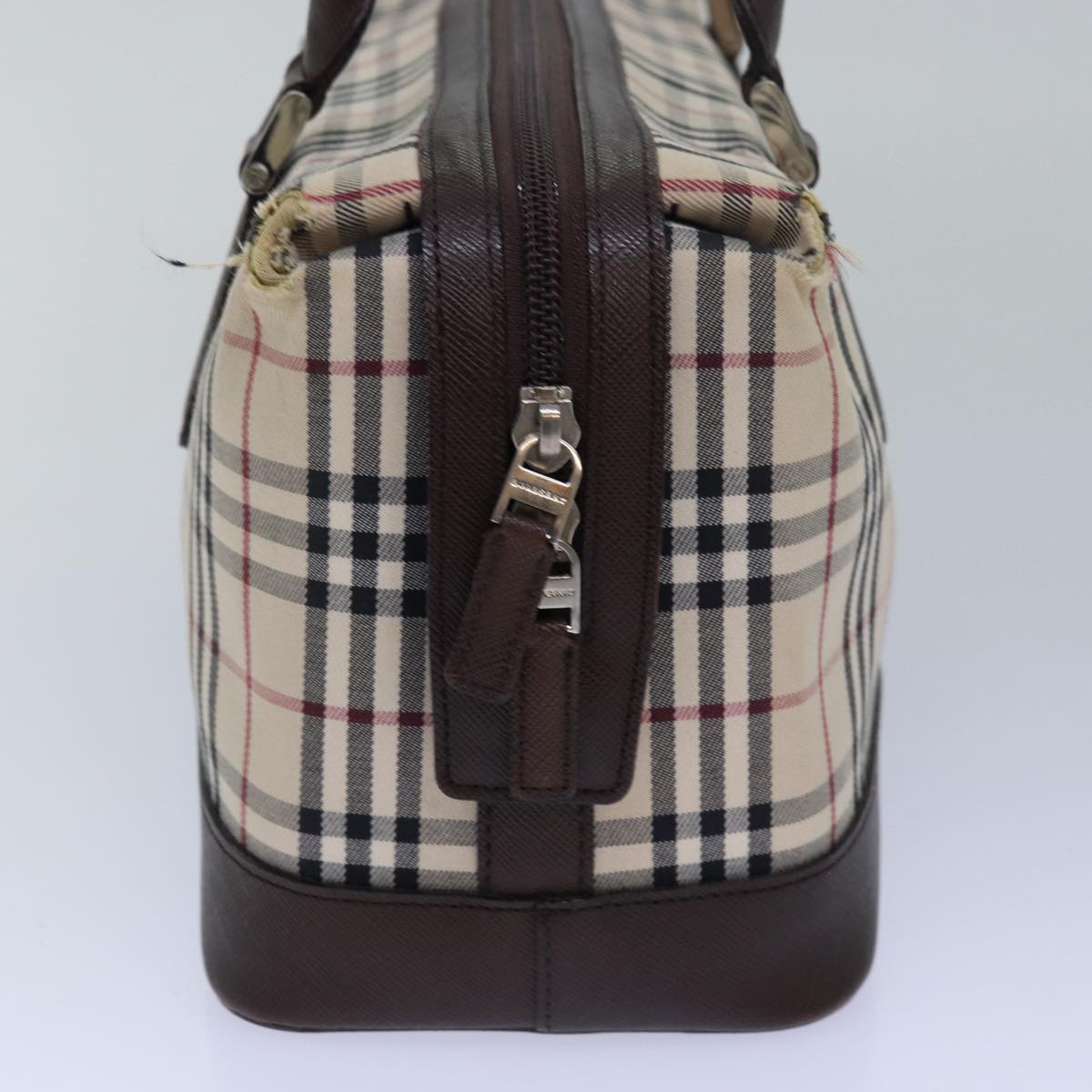 BURBERRY Nova Check Hand Bag Canvas Beige Auth 81461