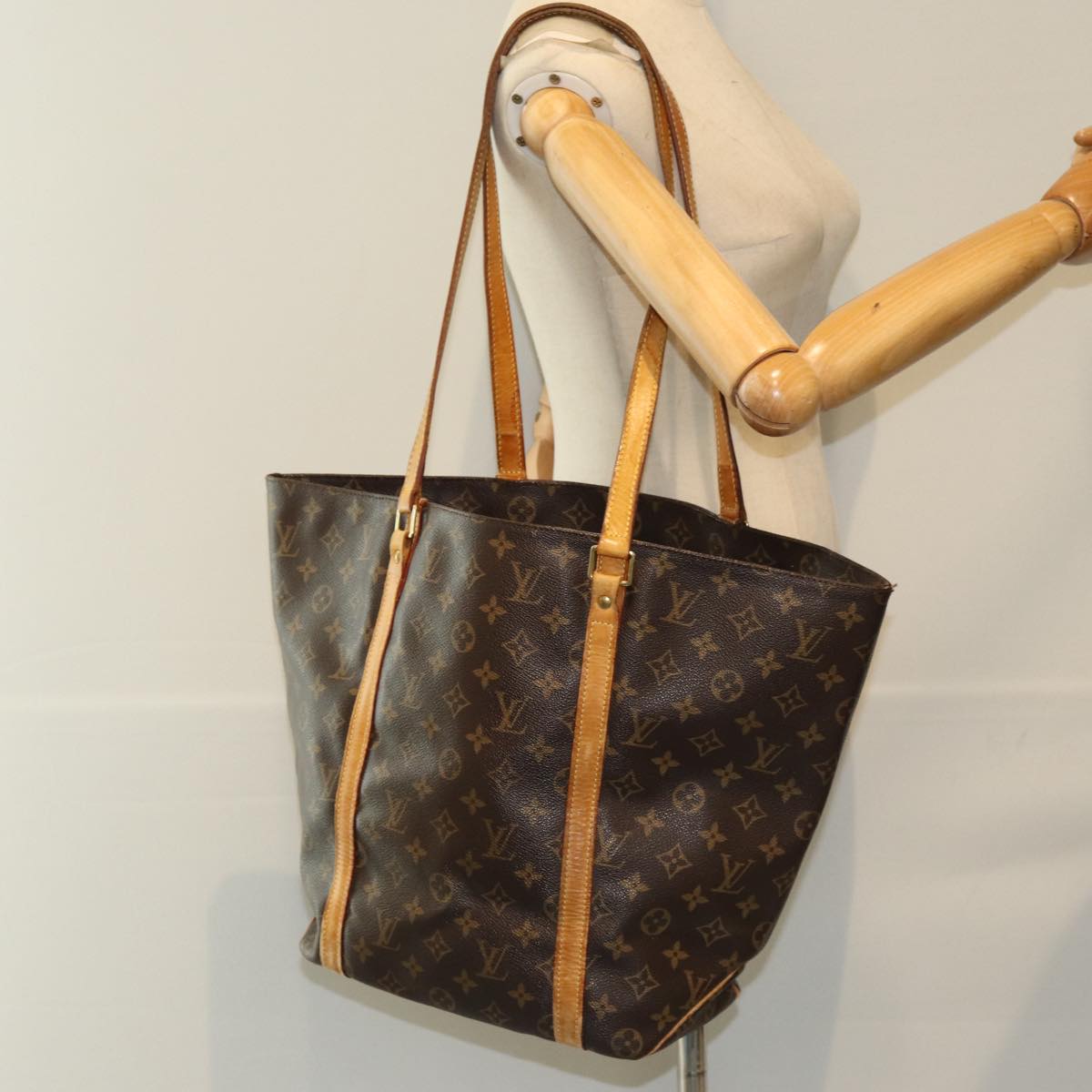 LOUIS VUITTON Monogram Sac Shopping Tote Bag M51108 LV Auth 81516