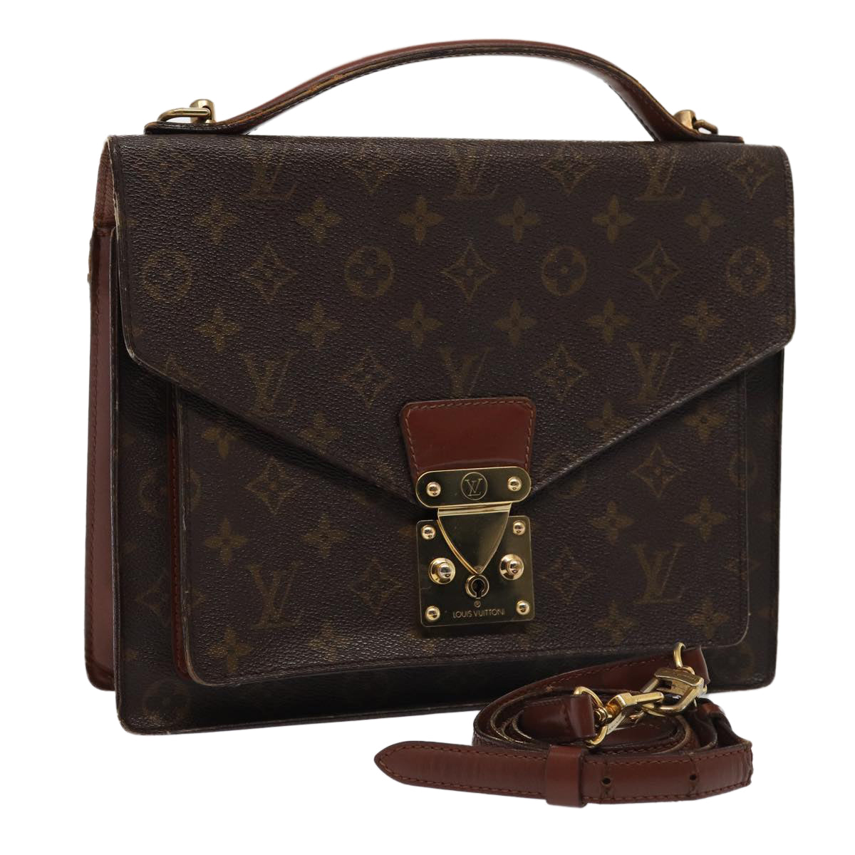 LOUIS VUITTON Monogram Monceau 28 Hand Bag 2way M51185 LV Auth 81523