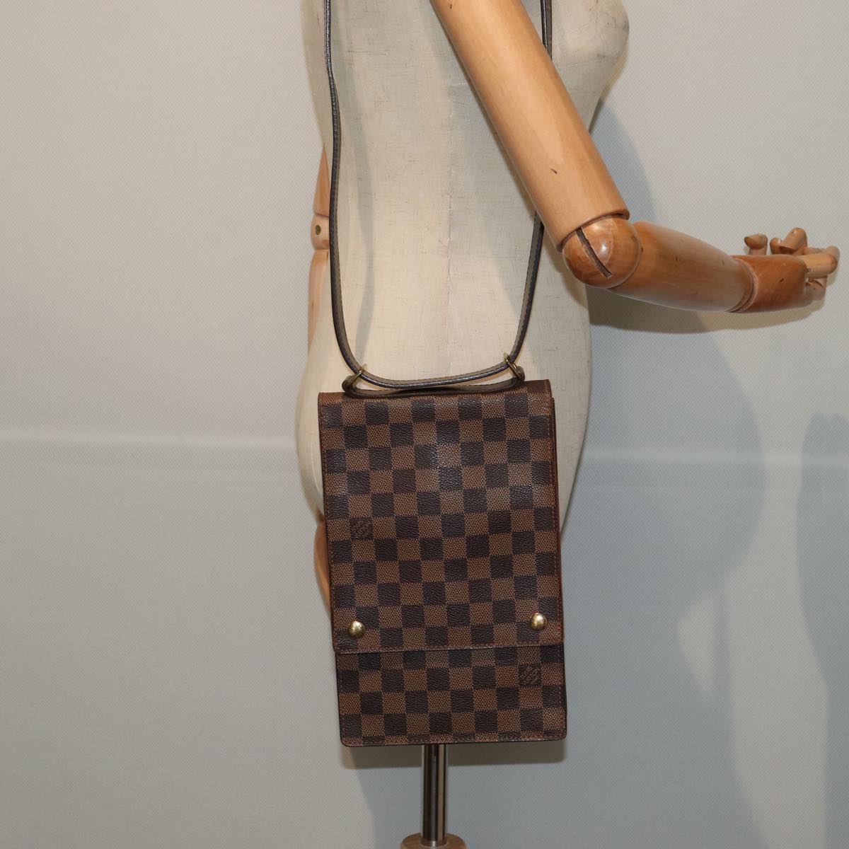 LOUIS VUITTON Damier Ebene Portello Shoulder Bag N45271 LV Auth 81531