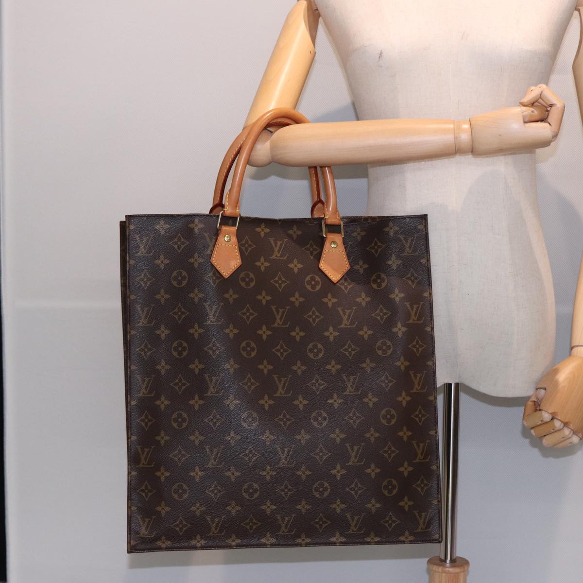 LOUIS VUITTON Monogram Sac Plat Hand Bag M51140 LV Auth 81544