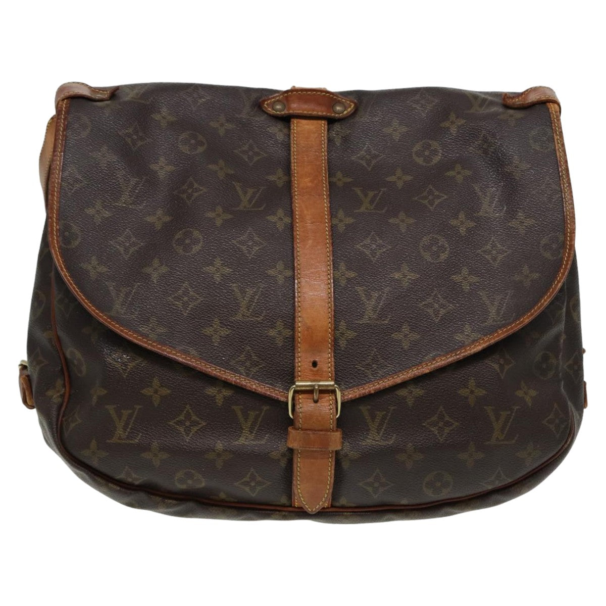 LOUIS VUITTON Monogram Saumur 35 Shoulder Bag M42254 LV Auth 81558