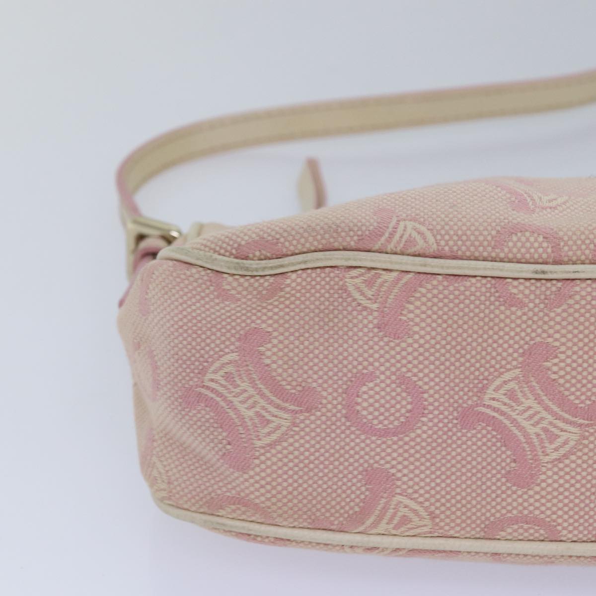 CELINE C Macadam Canvas Shoulder Bag Pink Auth 81604