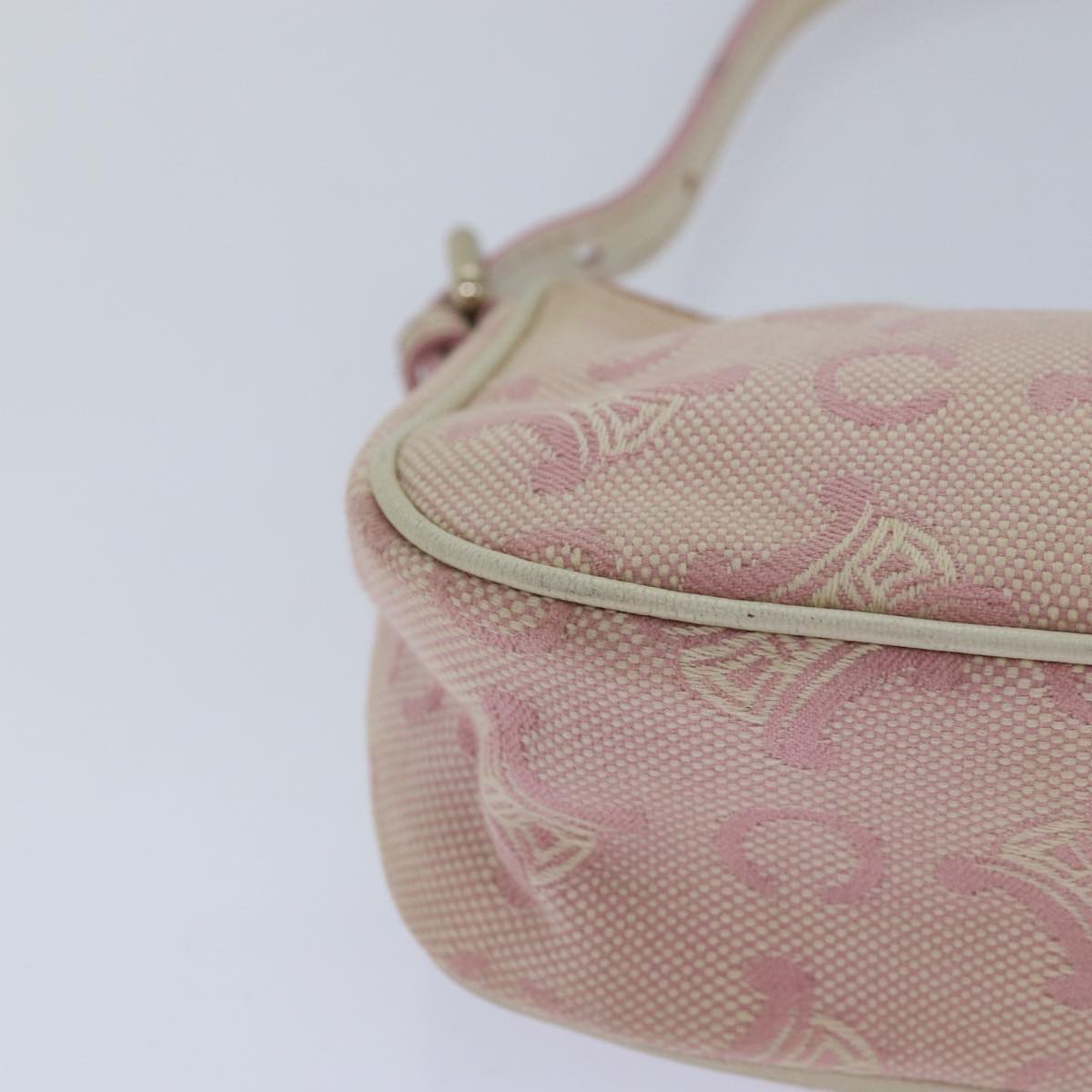 CELINE C Macadam Canvas Shoulder Bag Pink Auth 81604