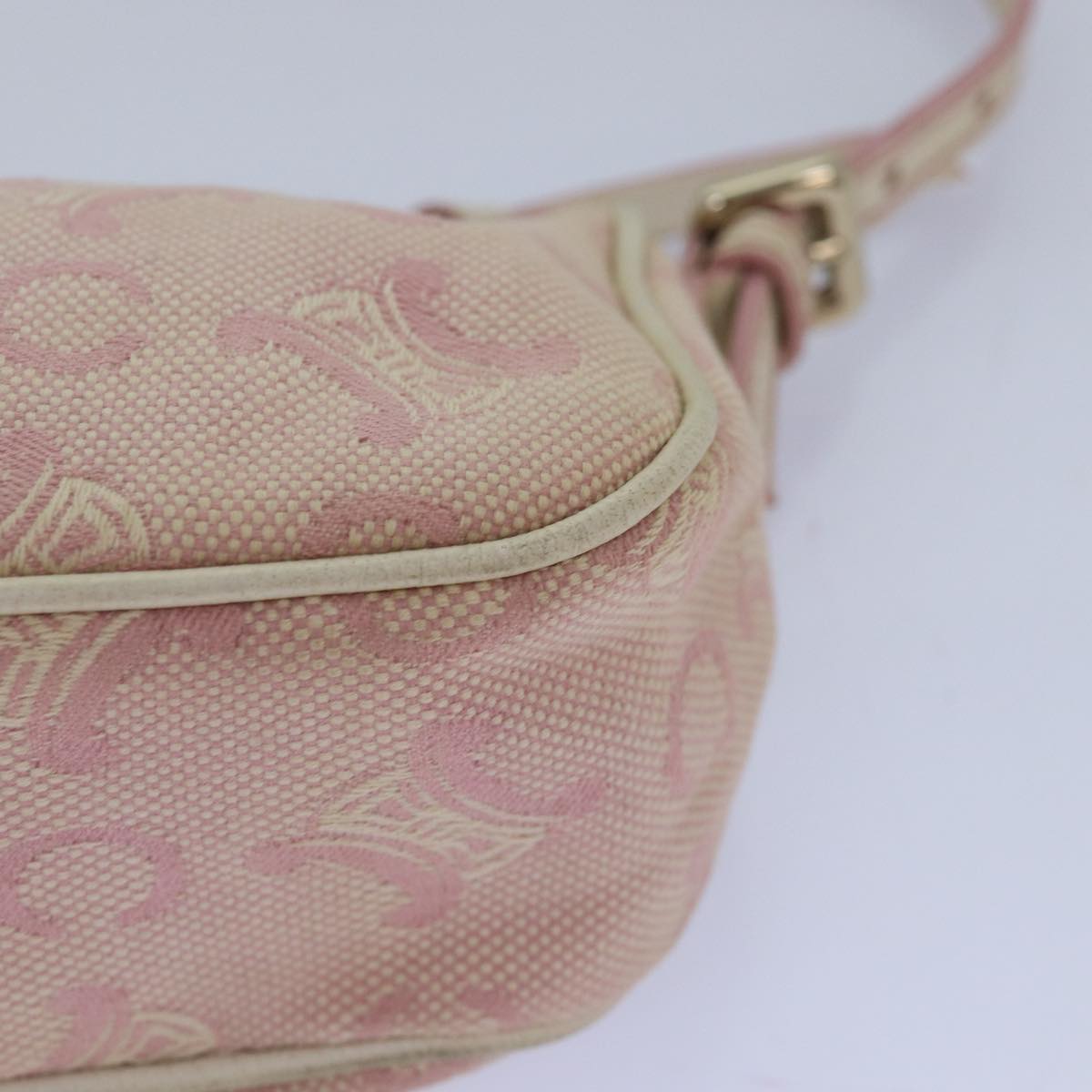 CELINE C Macadam Canvas Shoulder Bag Pink Auth 81604